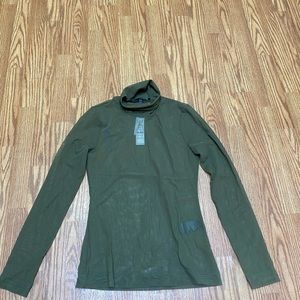 WHITE HOUSE BLACK MARKET NWT XXS sheer turtleneck long sleeve tee green